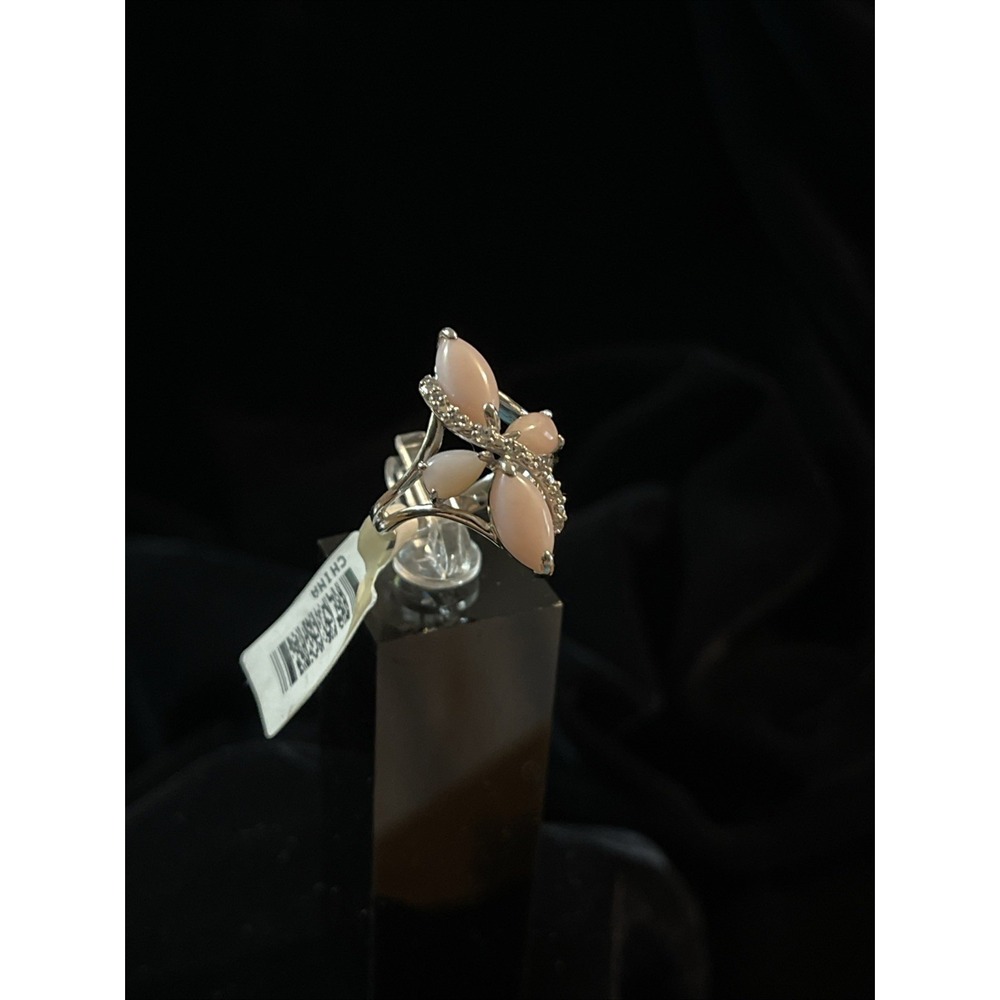 JTV DK 9.25 Sterling Silver Pink Opal CZ Ring Size 5